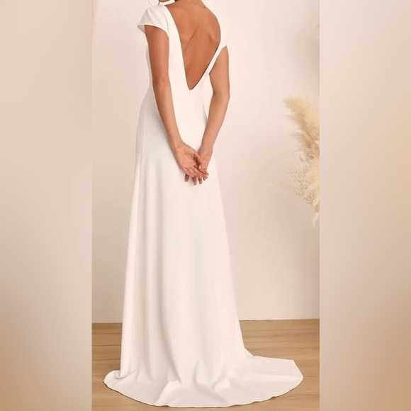 Lulus XL Melora White Sleeveless Wedding Open Back Bridal Dress #0518 - Picture 4 of 9